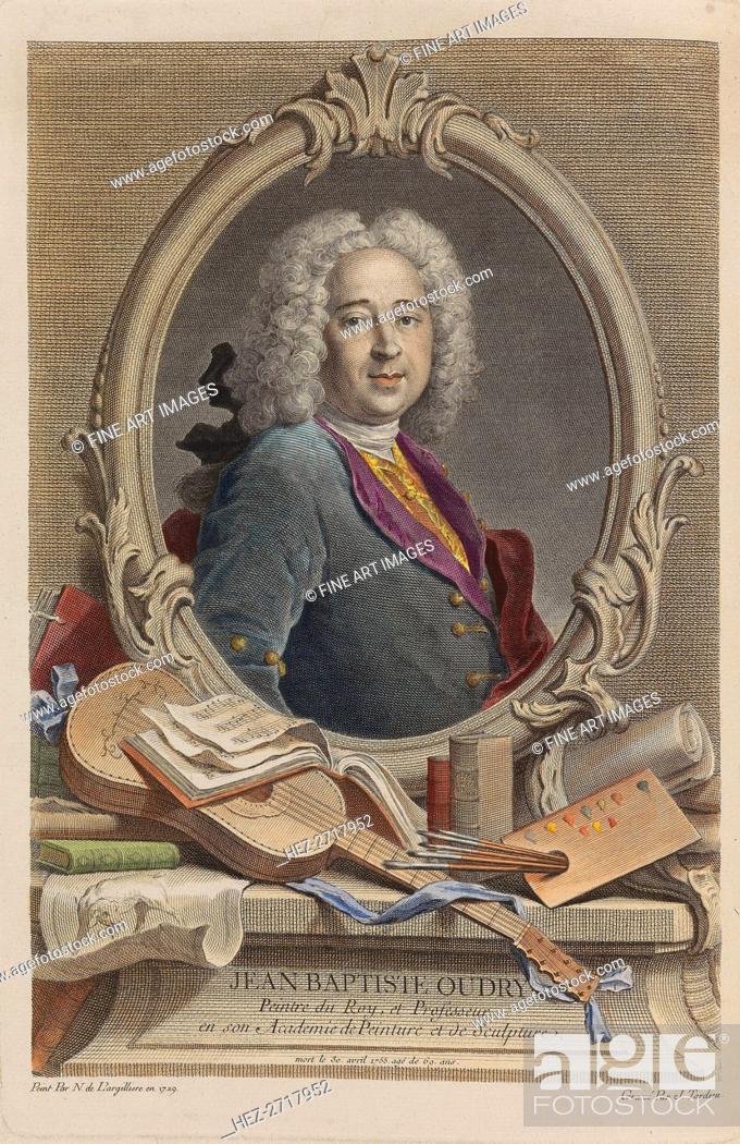 Stock Photo: Portrait of Jean-Baptiste Oudry (1686-1755) , 1755. Creator: Tardieu, Jacques-Nicolas (1716-1791).