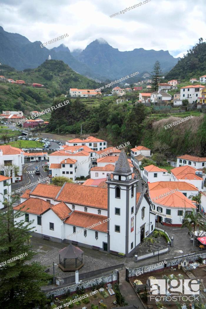 Stock Photo: the Town of Sao Vicente on the Island of Madeira in the Atlantic Ocean of Portugal. Madeira, Porto Moniz, April, 2018.