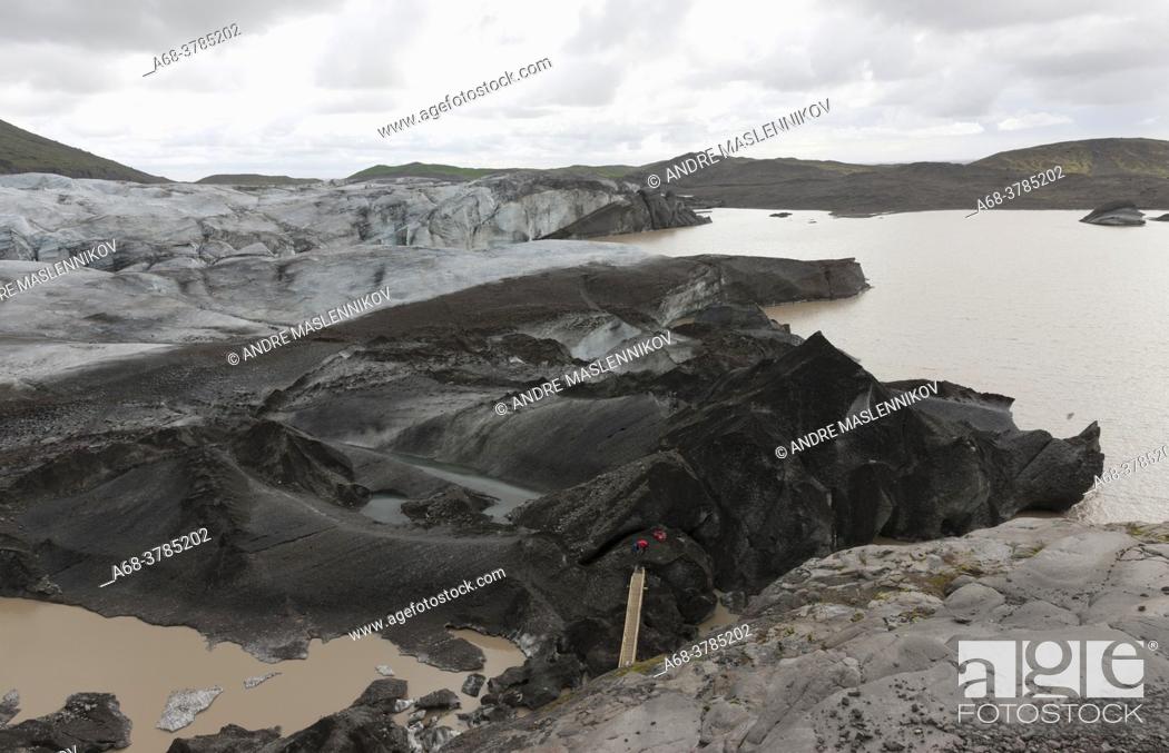 Stock Photo: Svinafellsjökull is a glacier tongue from Vatnajökull. It has retreated by several kilometers due to climate change and the warmer weather.