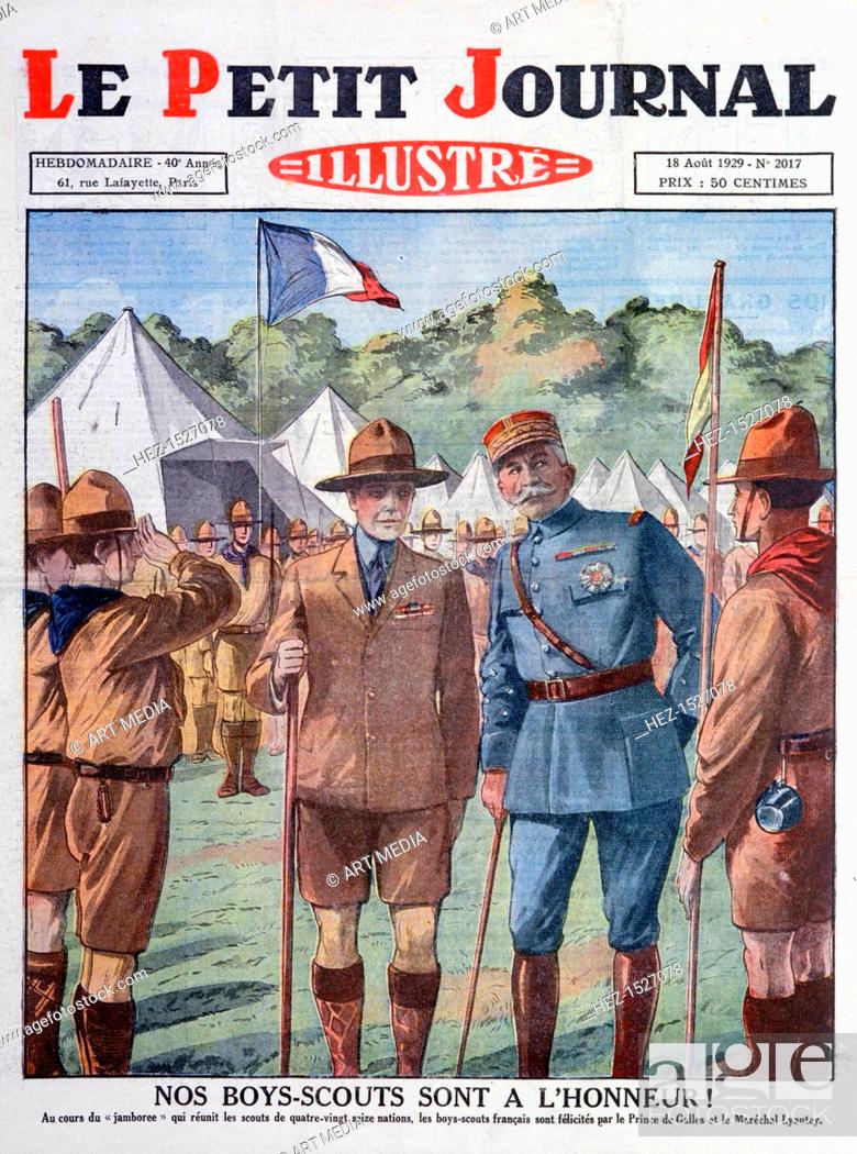 Stock Photo: The boy scouts honor, 1929. The front cover of the Le Petit Journal Illustré, 18th August 1929.