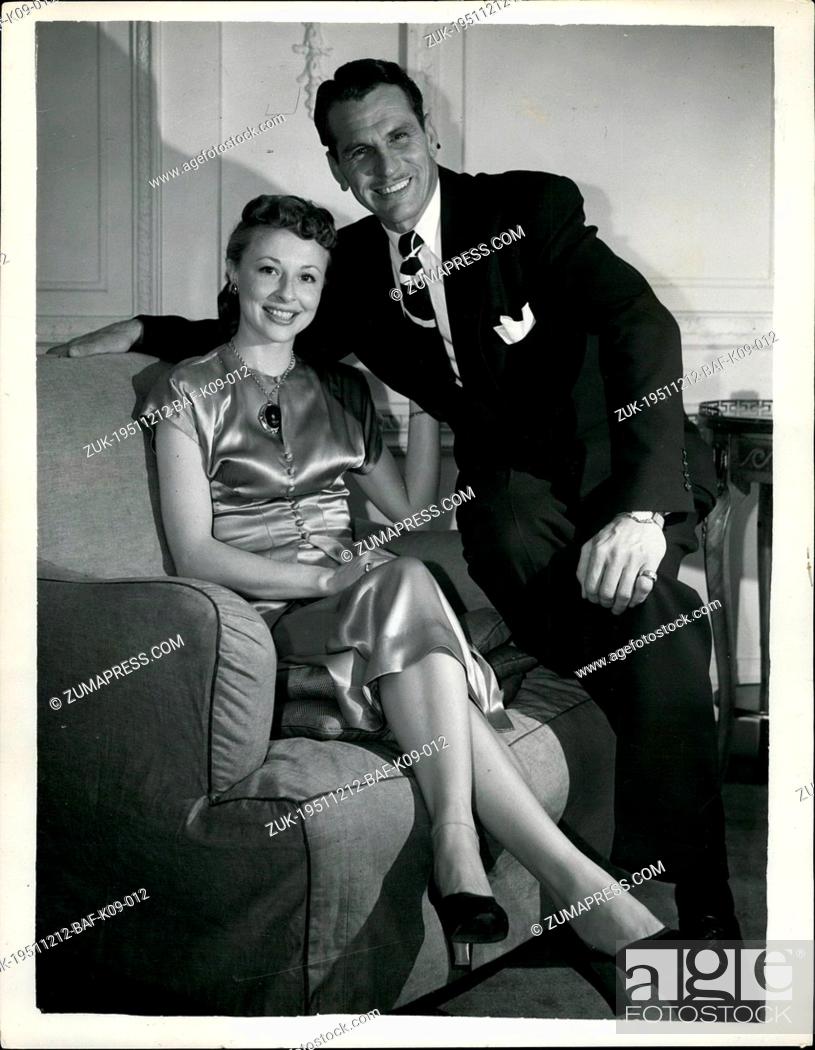 Stock Photo: Dec. 12, 1951 - ACTOR-HYPNOTIST IN LONDON Hollywood actor-hypnotist 6ft. 2in John Calavist arrived in London last night, with his 23-year old wife, Ann Cornel.
