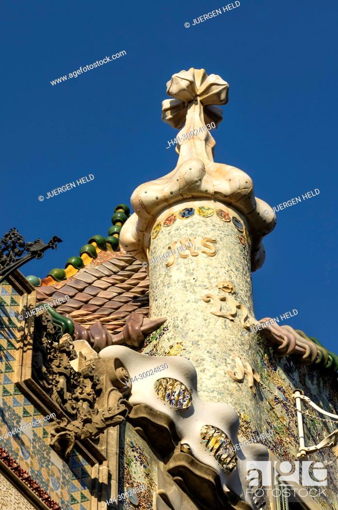 Stock Photo: Casa Batllo designed by Gaudi, Barcelona, Spain.