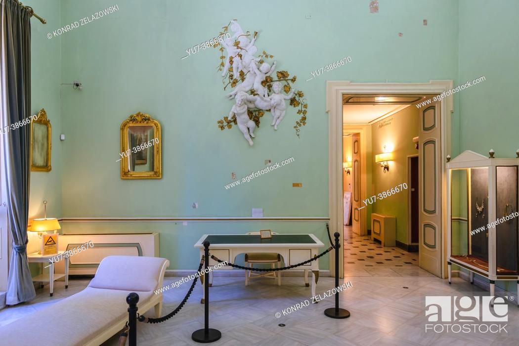 Stock Photo: Interior of Achilleion palace built in Gastouri on Corfu Island for the Empress Elisabeth of Austria, also known as Sisi, Greece.