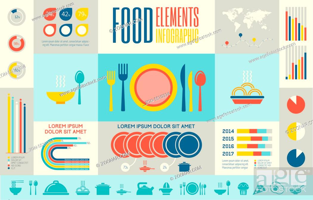 Stock Photo: Flat Food Infographic Elements plus Icon Set. Vector.