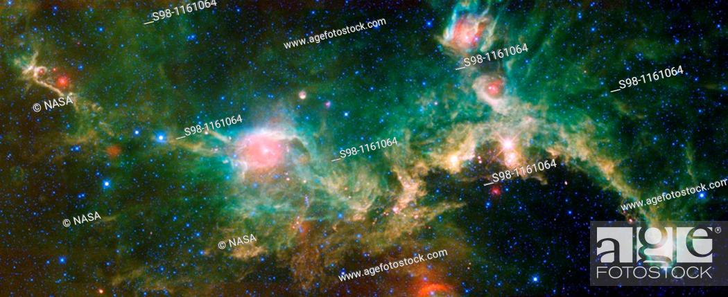 Stock Photo: A Matter of Perspective The Seagull nebula, seen in this infrared mosaic from NASA's Wide-field Infrared Survey Explorer, or WISE.
