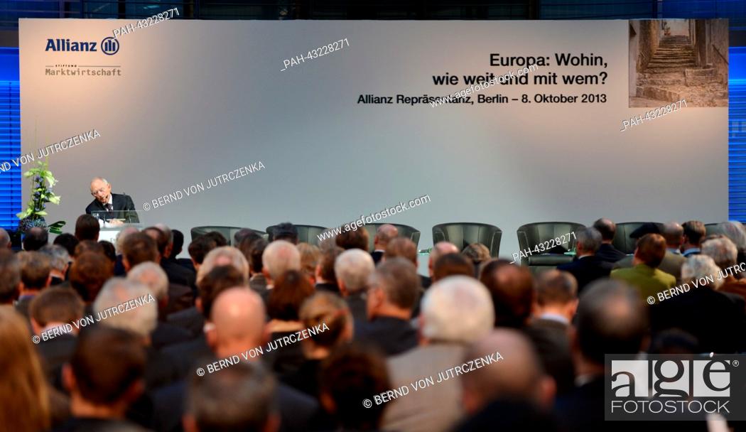 Stock Photo: German Finance Minister Wolfgang Schaeuble speaks at the conference 'Europe: Where, how far and with whom?' by Allianz and the Market Economy Foundation in.