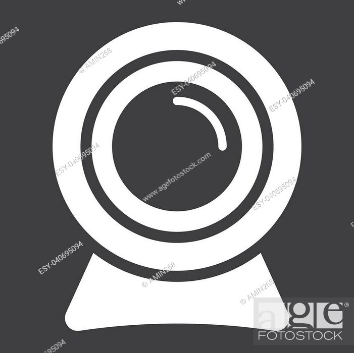 Stock Vector: Webcam solid icon, device and camera, vector graphics, a glyph pattern on a black background, eps 10.