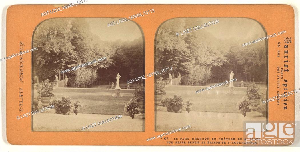 Stock Photo: Le Parc Reserve du Chateau de St. Cloud, Vue Prise Depuis Le Balcon de l'Imperatrice; A. Hanriot (French, active 1880s); 1860s; Hand-colored Albumen silver.