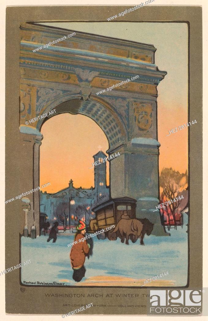 Stock Photo: Washington Arch at Winter Twilight, 1914. Creator: Rachael Robinson Elmer.