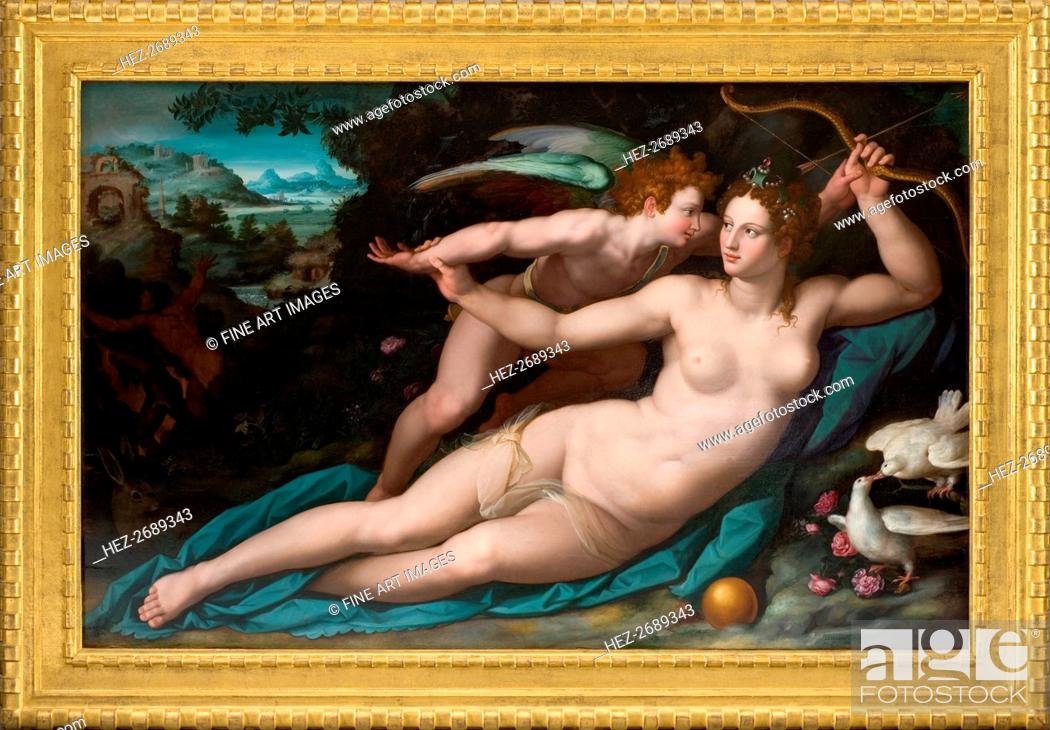 Stock Photo: Venus and Amor, ca 1578.