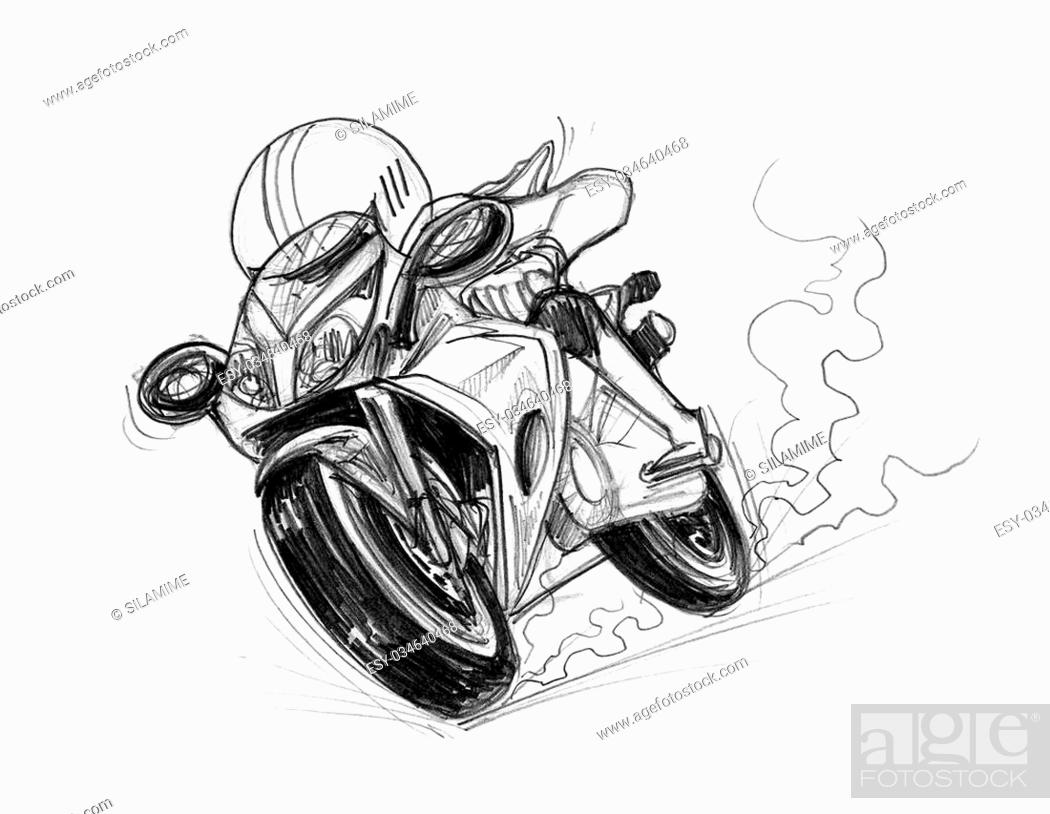 Bike speedy cartoon pencil sketch free hand black and white color isolated  background, Stock Photo, Picture And Low Budget Royalty Free Image. Pic.  ESY-034640468 | agefotostock