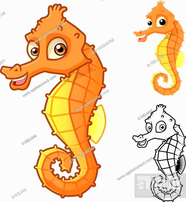 High Quality Sea Horse Cartoon Character Include Flat Design and Line Art  Version, Stock Vector, Vector And Low Budget Royalty Free Image. Pic.  ESY-032249760 | agefotostock