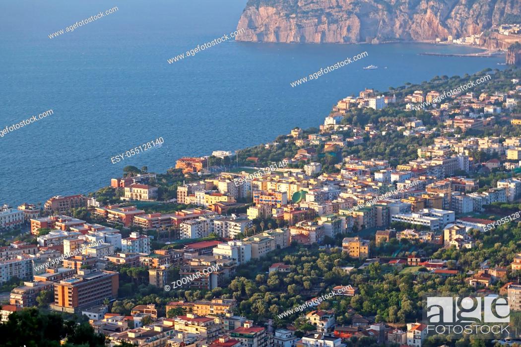 Stock Photo: Aerial View of Sorrento Town Italy in Evening.