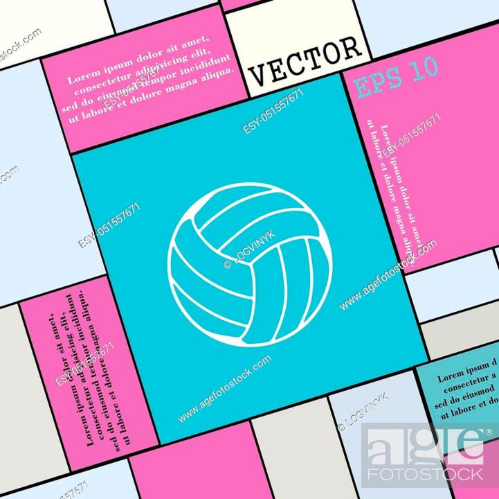 Stock Vector: Volleyball icon sign. Modern flat style for your design. Vector illustration.