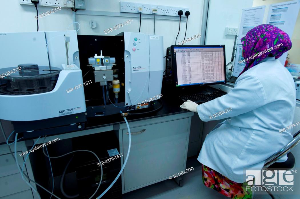 Stock Photo: Quality control test being conducted in a laboratory, Brunei.