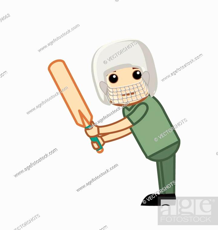 Cartoon Happy Cricket Player Character Playing Cricket and Holding a Bat  Vector Illustration, Stock Vector, Vector And Low Budget Royalty Free  Image. Pic. ESY-031974062 | agefotostock