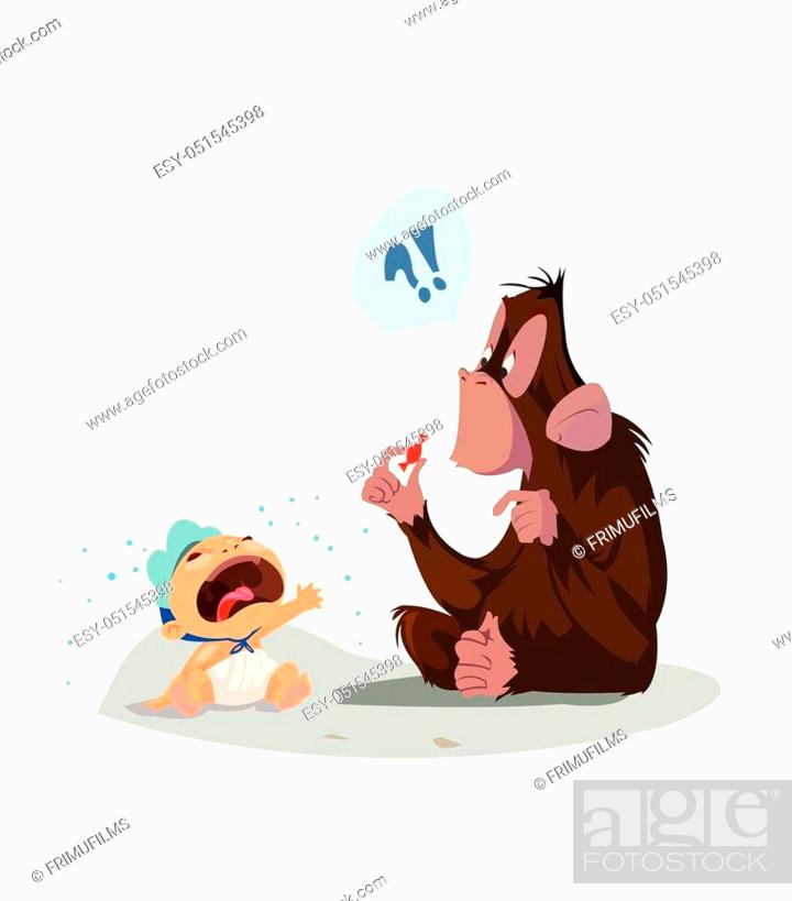 Digital vector funny comic cartoon colored monkey wondering what a red  candy is and crying baby, Stock Vector, Vector And Low Budget Royalty Free  Image. Pic. ESY-051545398 | agefotostock