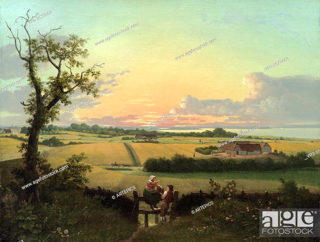 Stock Photo: Eckersberg Christoffer Wilhem - Landscape with a Stile Island of Møn - Danish School - 19th and Early 20th Century.