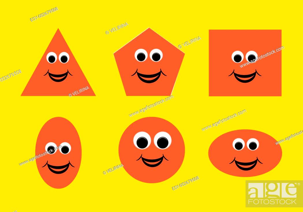 Illustration of shapes with a happy cartoon face, great for kids learning  basic geometry, Stock Photo, Picture And Low Budget Royalty Free Image.  Pic. ESY-052679508 | agefotostock
