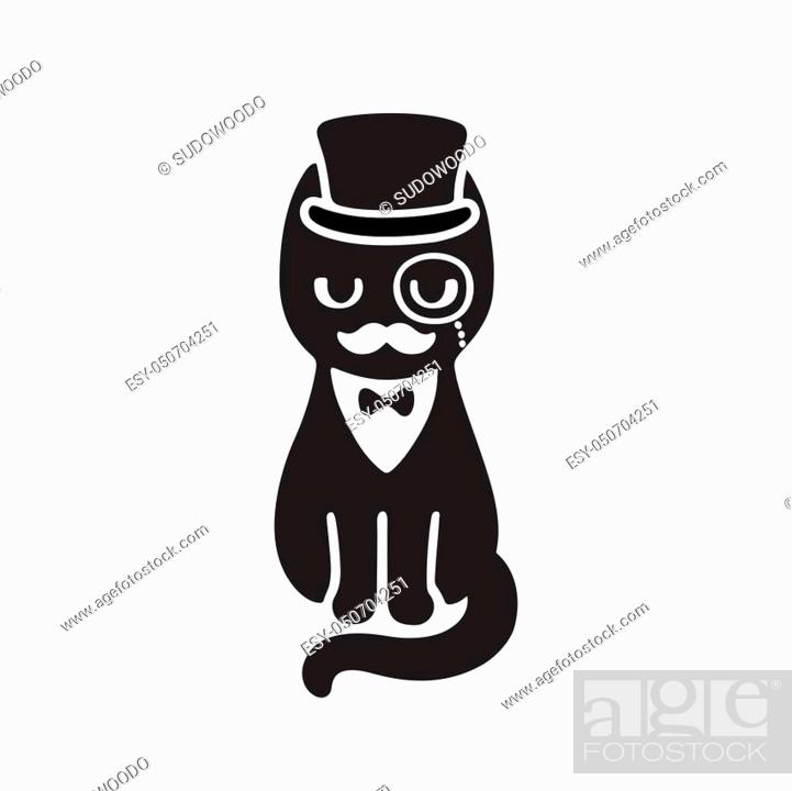 Gentleman cat with top hat and monocle. Funny cartoon vector drawing, Stock  Vector, Vector And Low Budget Royalty Free Image. Pic. ESY-050704251 |  agefotostock