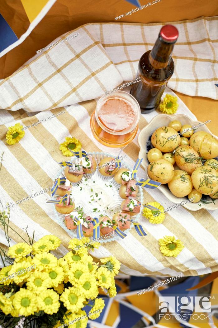 Stock Photo: Food for traditional midsummer feast.