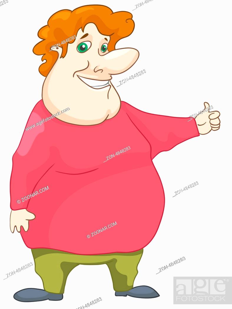 Cartoon Character Cheerful Chubby Man. Cool. Vector Illustration. EPS 10,  Stock Photo, Picture And Rights Managed Image. Pic. ZON-4848283 |  agefotostock