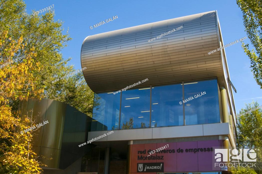Stock Photo: Facade of Design Center. Vivero de Empresas, Camino de los Vinateros street, Madrid, Spain.