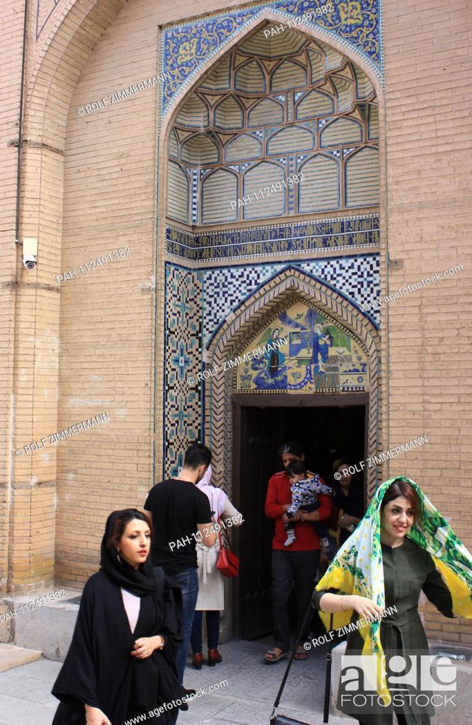 Stock Photo: Iran - Isfahan (Esfahan), capital of the province of the same name. Entrance to the Armenian Apostolic Vank Cathedral in the Djolfa district (Dschulfa).