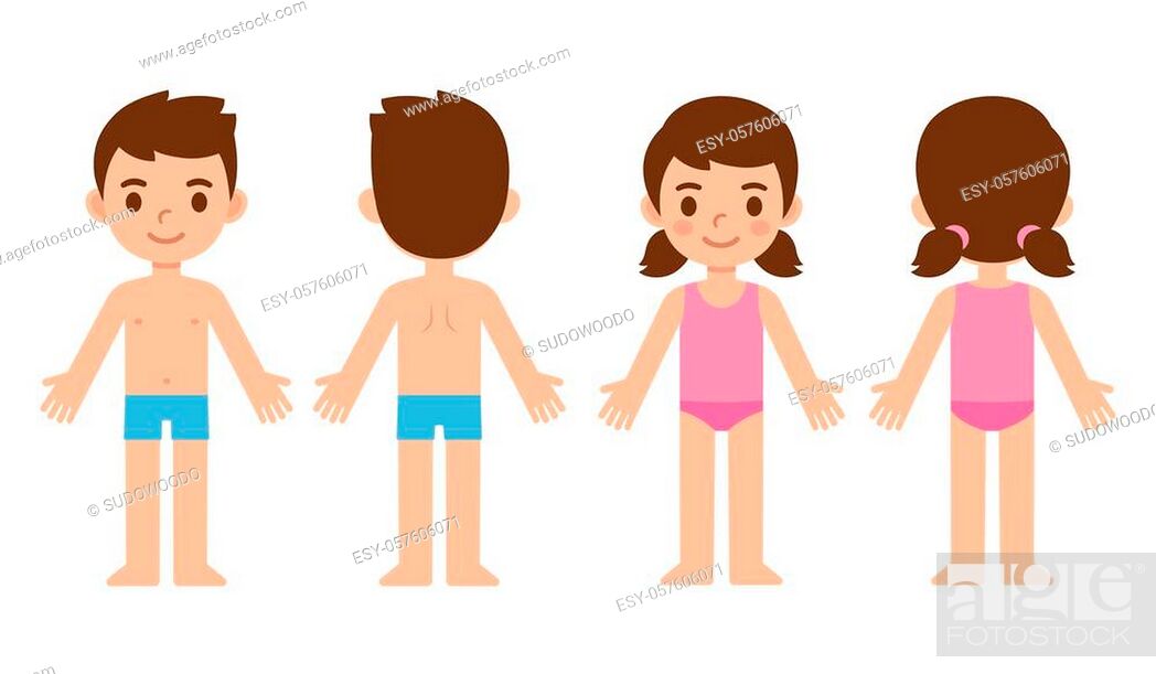 Cute cartoon children in underwear, boy and girl from front and back, Stock  Vector, Vector And Low Budget Royalty Free Image. Pic. ESY-057606071 |  agefotostock