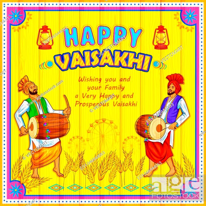illustration of Happy Vaisakhi Punjabi festival celebration background,  Stock Vector, Vector And Low Budget Royalty Free Image. Pic. ESY-046944063  | agefotostock
