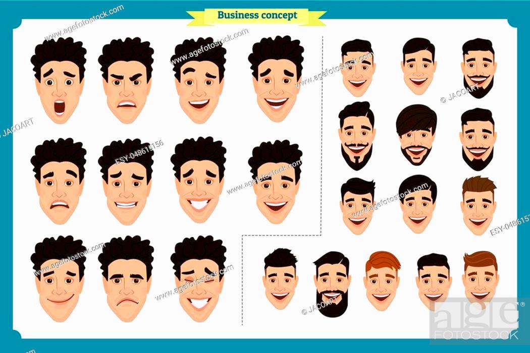Businessman. Young man portrait. Different male avatar expressions set,  Stock Vector, Vector And Low Budget Royalty Free Image. Pic. ESY-048615156  | agefotostock