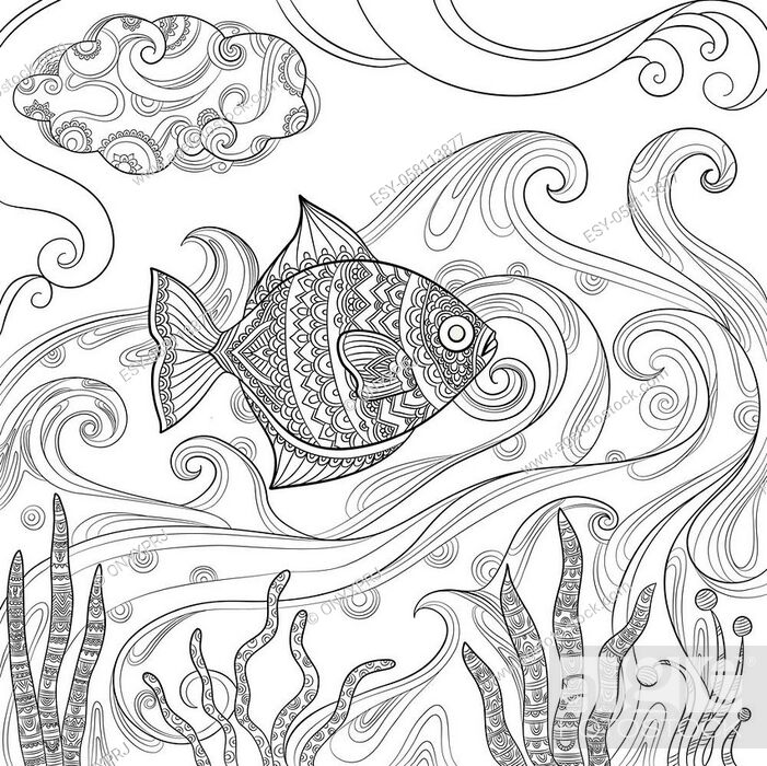 Ocean fish coloring. Fashion pictures of water sea or ocean animals vector  drawings for adults books, Stock Vector, Vector And Low Budget Royalty Free  Image. Pic. ESY-058113877 | agefotostock