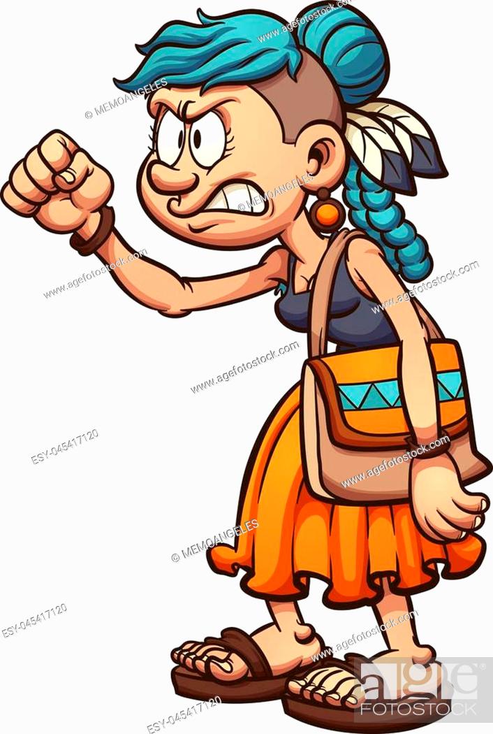 Angry cartoon hippie woman. Vector clip art illustration with simple  gradients, Stock Vector, Vector And Low Budget Royalty Free Image. Pic.  ESY-045417120 | agefotostock