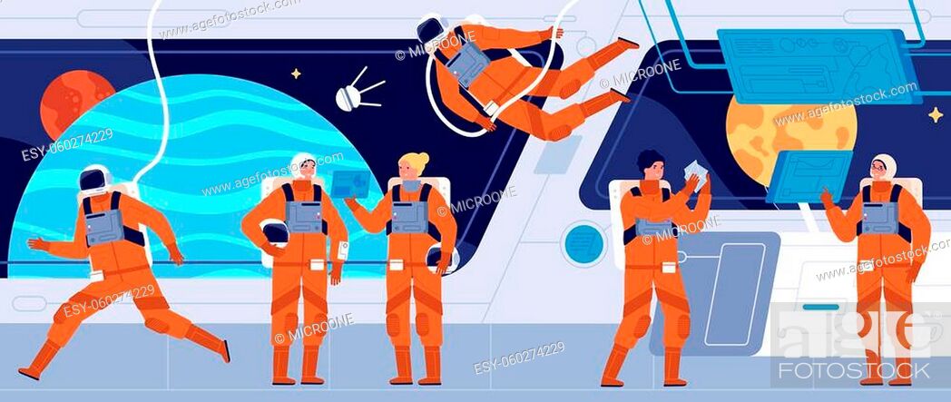 Spaceship crew. Ship station interior, spacecraft cabin dashboard and  engineer, Stock Vector, Vector And Low Budget Royalty Free Image. Pic.  ESY-060274229 | agefotostock