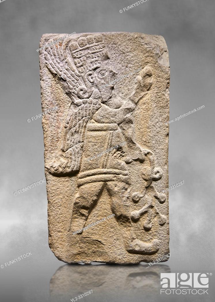 Stock Photo: Aslantepe Hittite relief sculpted orthostat stone panel. Limestone, Aslantepe Malatya, 1200-700 B. C. Anatolian Civilizations Museum, Ankara, Turkey.