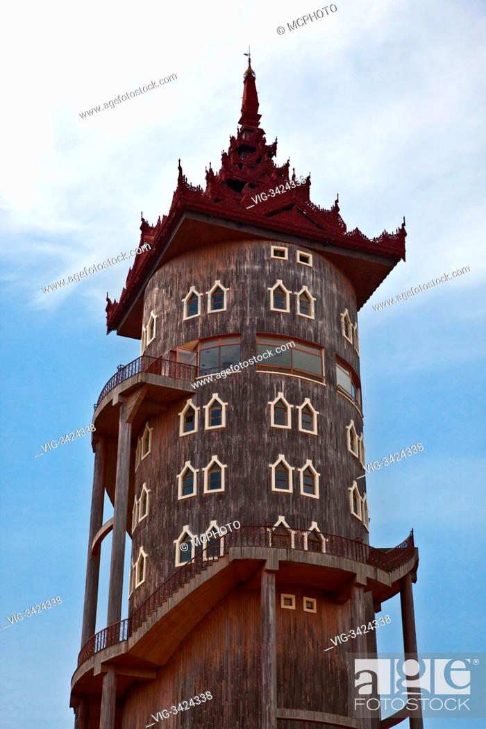 Stock Photo: The NAN MYINT TOWER at the NATIONAL KANDAWGYI GARDENS in PYIN U LWIN also known as MAYMYO - MYANMAR - 04/05/2012.