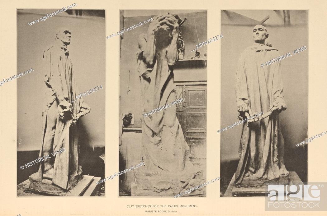 Stock Photo: Clay sketches for the Calais monument, opp. page 204 Additional title: Burghers of Calais. William D. Ticknor & Co. (Publisher) Heliotype Printing Co.