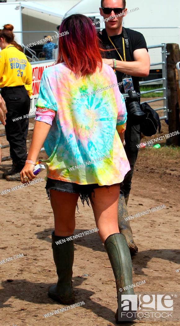 Stock Photo: Glastonbury Festival 2014 - Celebrity sightings and atmosphere - Day 4 - Lily Allen Featuring: Lily Allen Where: Glastonbury.