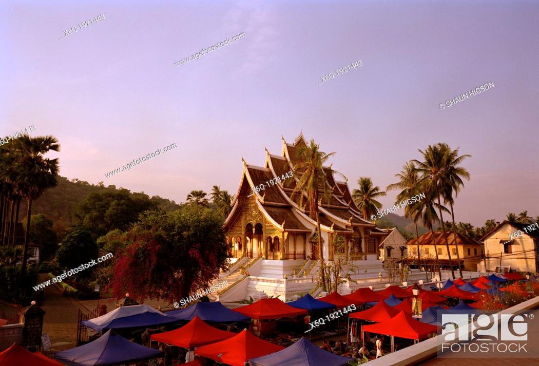 Stock Photo: Wat Mai Suwannaphumaham in Luang Prabang in Laos in Southeast Asia Far East. Often known simply as Wat Mai.