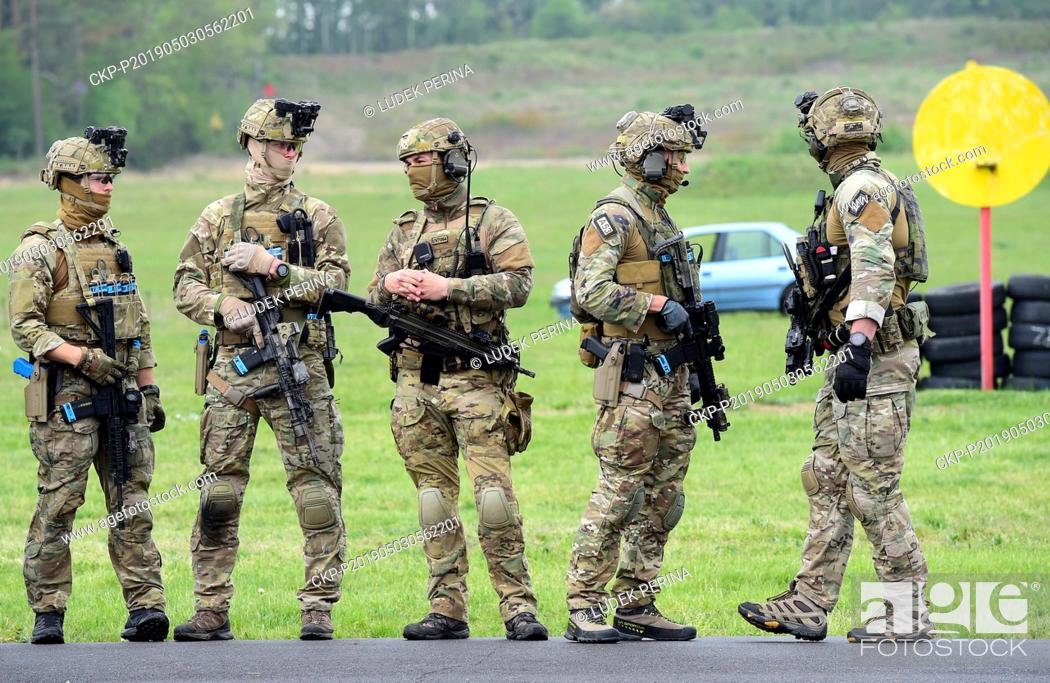 Stock Photo: The soldiers from the 601st special force group of General Moravec in Prostejov presented their equipment, including special vehicles, motorbikes, four-wheelers.