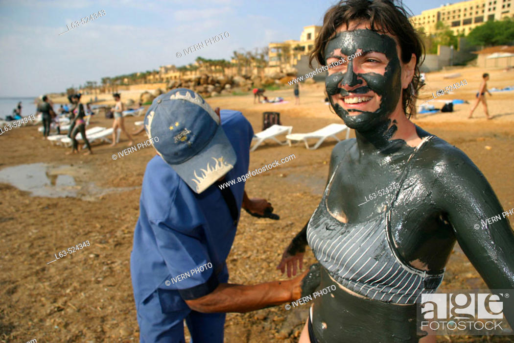 Woman tourist having a mud bath. Dead Sea. Jordan, Stock Photo, Picture And  Rights Managed Image. Pic. L63-524343 | agefotostock