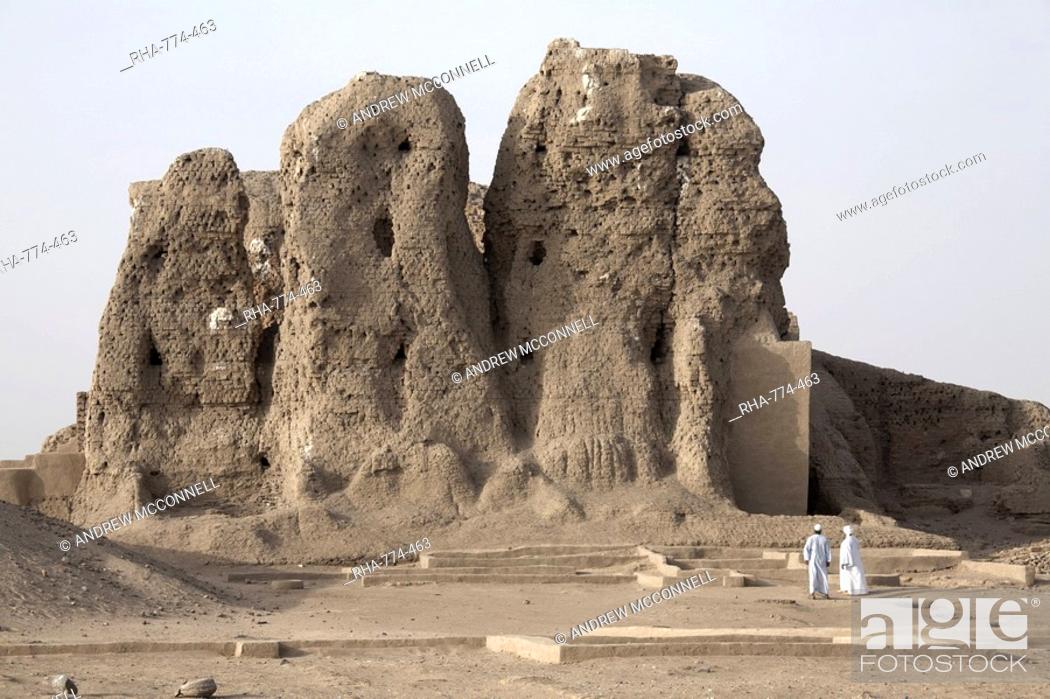 Stock Photo: The 3, 500 year-old mud-brick Western Deffufa, the seat of the first independent kingdom of Kush, Kerma, Sudan, Africa.