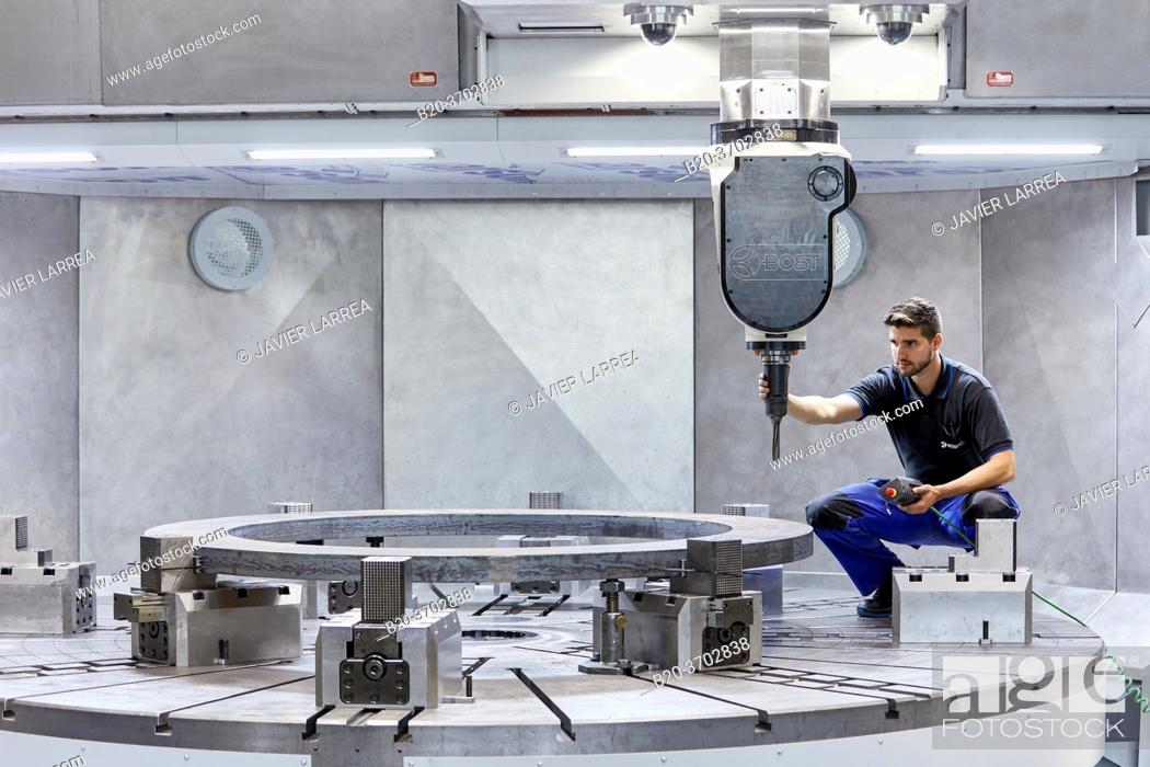 Stock Photo: Construction of machine tools, machining centre, CNC, Vertical turning and Milling lathe, Metal industry, Gipuzkoa, Basque Country, Spain, Europe.