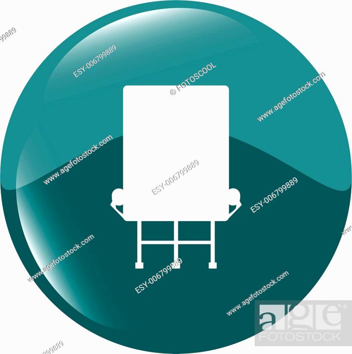 Stock Photo: glossy rounded icon button with billboard isolated over white background.