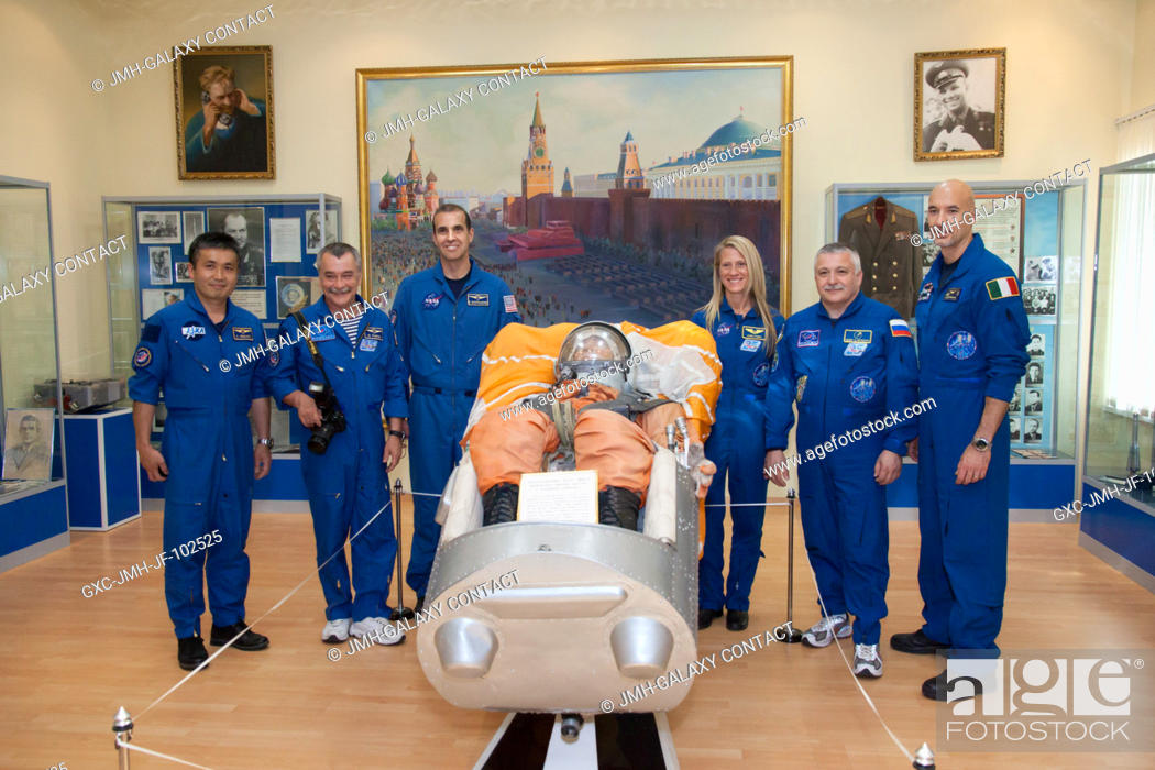 Stock Photo: At the Baikonur Cosmodrome in Kazakhstan, the Expedition 3637 prime and backup crews pose for pictures in the Korolev Museum May 24 following the final fit.