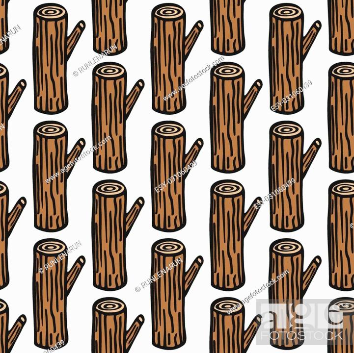 Log - wood and tools. Hand-drawn seamless cartoon pattern with timber,  Stock Vector, Vector And Low Budget Royalty Free Image. Pic. ESY-031060439  | agefotostock