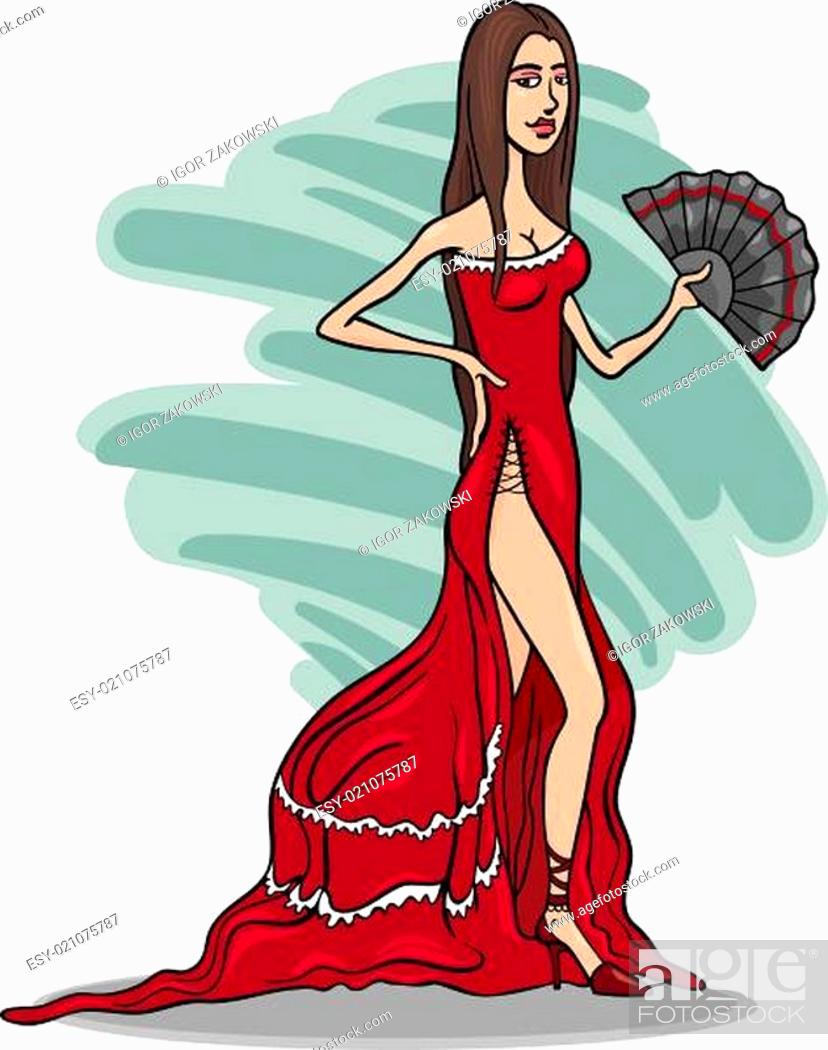 beautiful woman in red dress cartoon, Stock Photo, Picture And Low Budget  Royalty Free Image. Pic. ESY-021075787 | agefotostock