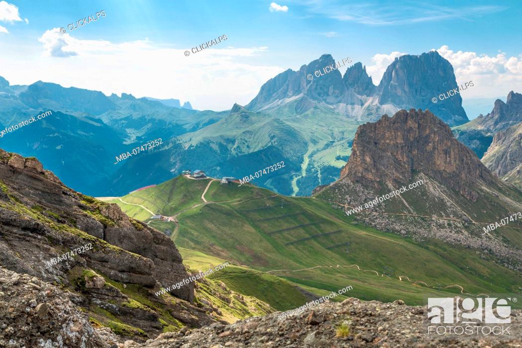 Stock Photo: The view from Sentiero delle Creste, Passo Pordoi, Arabba, Belluno, Veneto, Italy, Europe.