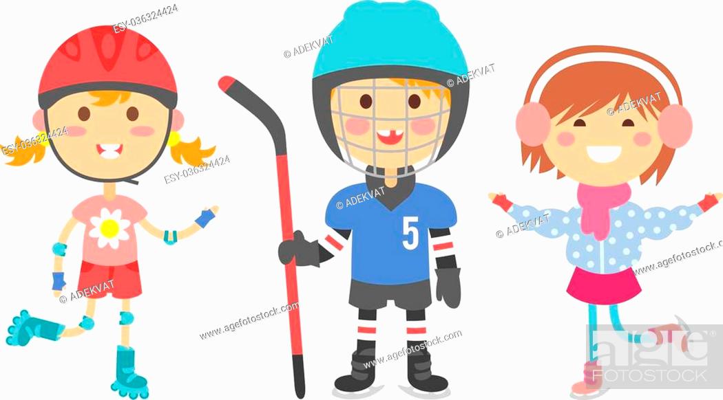illustration of cartoon sport kids characters. Sport kids childhood team  and winter ice sport kids..., Stock Vector, Vector And Low Budget Royalty  Free Image. Pic. ESY-036324424 | agefotostock