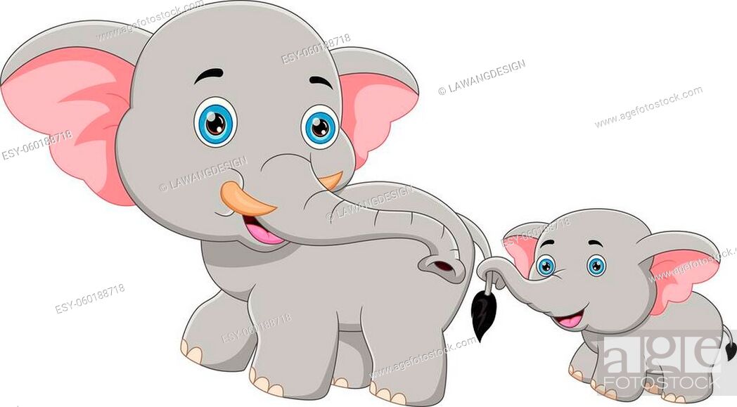 vector illustration of cartoon mother elephant and baby elephant walking  together, Stock Vector, Vector And Low Budget Royalty Free Image. Pic.  ESY-060188718 | agefotostock